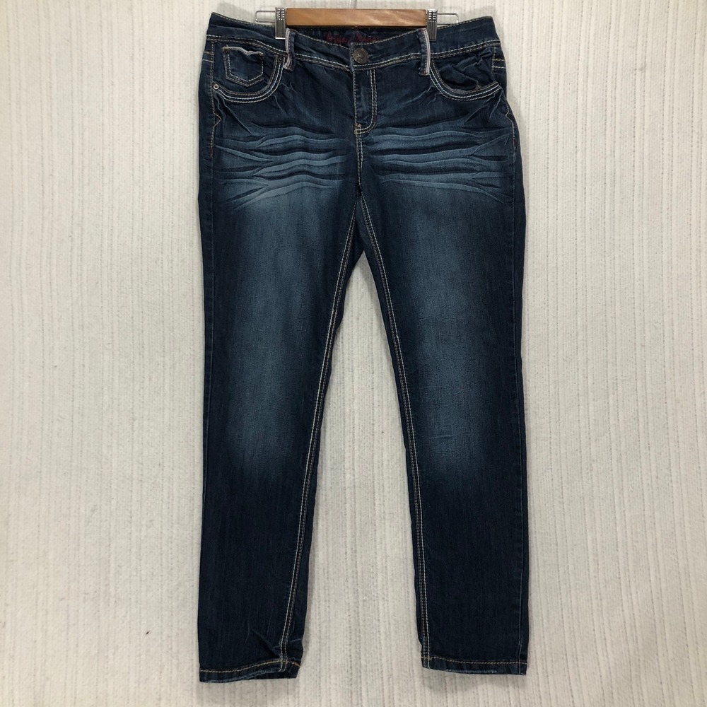 Ariya Jeans Womens Dark Wash‎ Embellished Bootcut Stretch Denim Pants Size 11